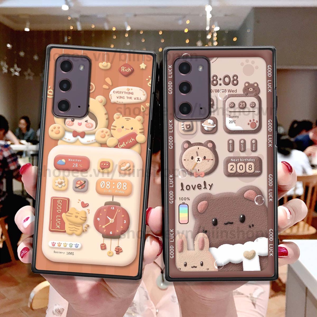 Ốp Samsung Note 20 in 3D icon gấu nổi siêu xinh, siêu đáng yêu, cá tính phong cách