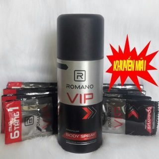 ( Khuyến mãi) Romano - Xịt ngăn mùi toàn thân VIP 150ml tặng kèm dây vip 14 gói