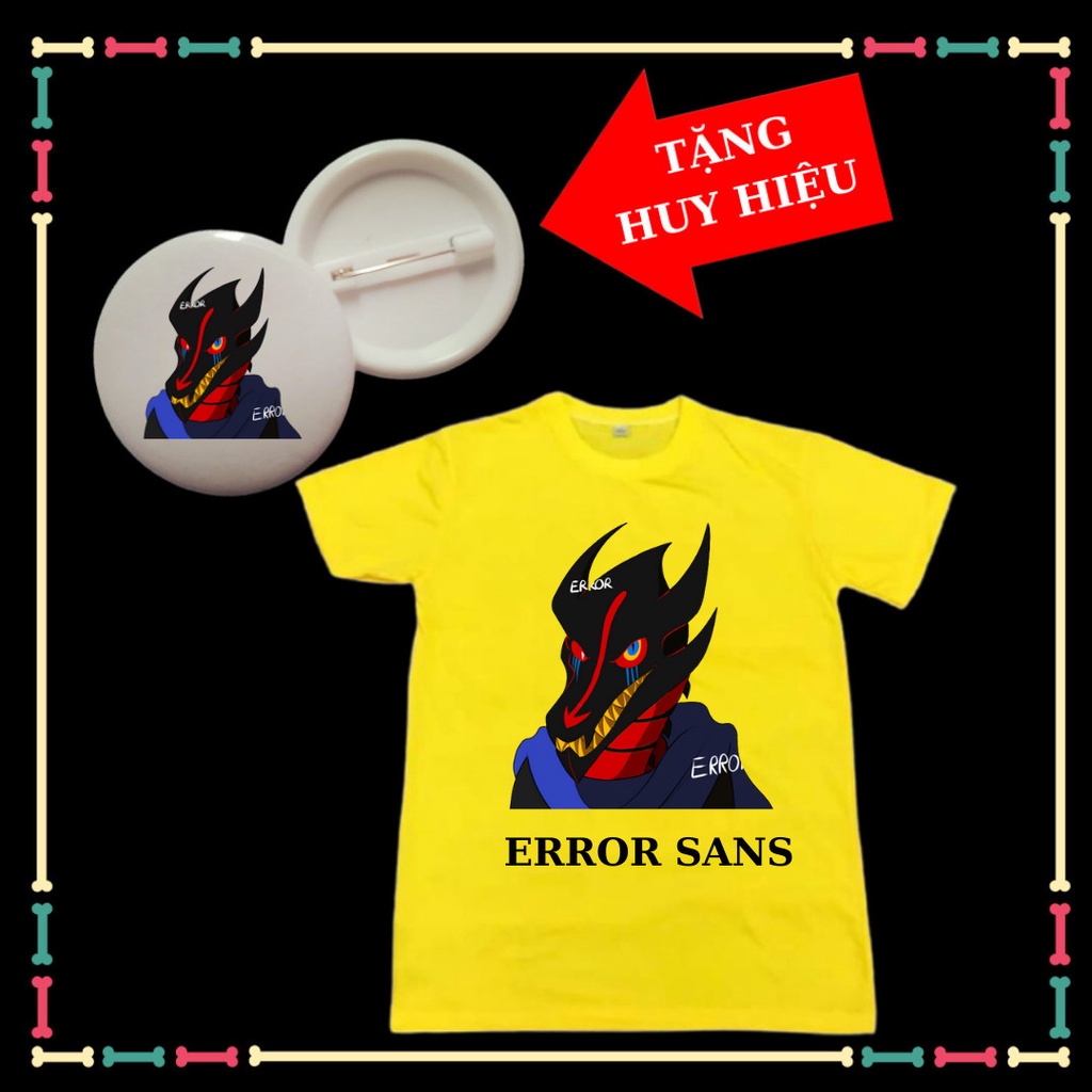Áo Error Sans siêu ngầu cho trẻ em bé trai bé gái tay ngắn vải thun thái mềm mịn co giãn 4 chiều-Tặng Huy Hiệu Error 404