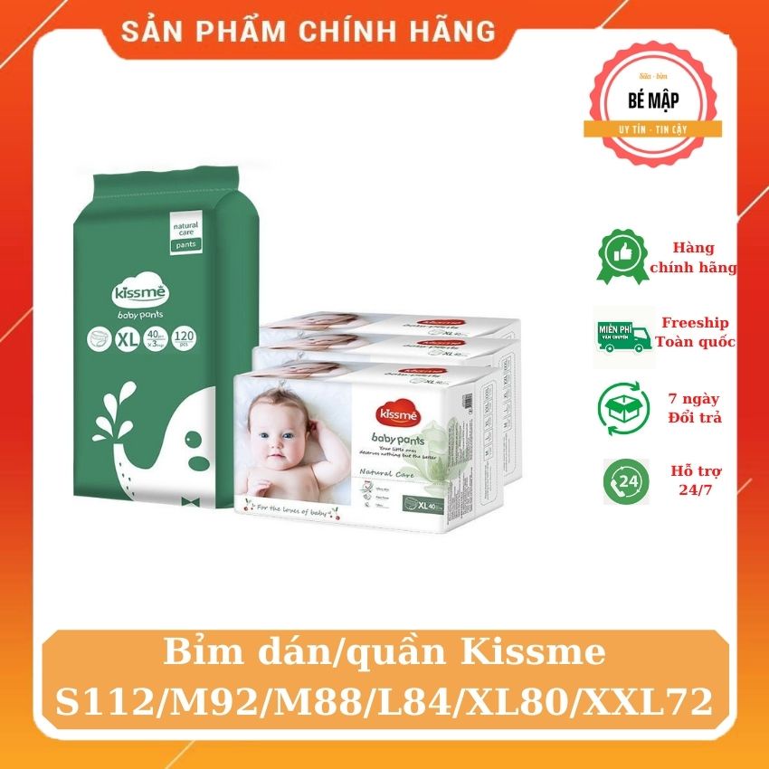 Bỉm dán/quần KISSME S112/M92-88/L84/XL80/XXL72