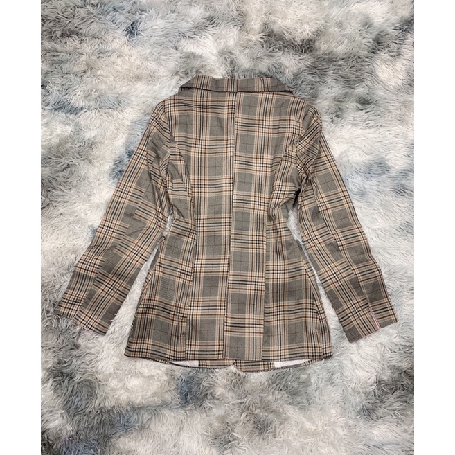 Áo blazer kẻ caro 2 lớp dày dặn dài tay phong cách Hàn Quốc (ảnh trải sàn shop chụp) | BigBuy360 - bigbuy360.vn