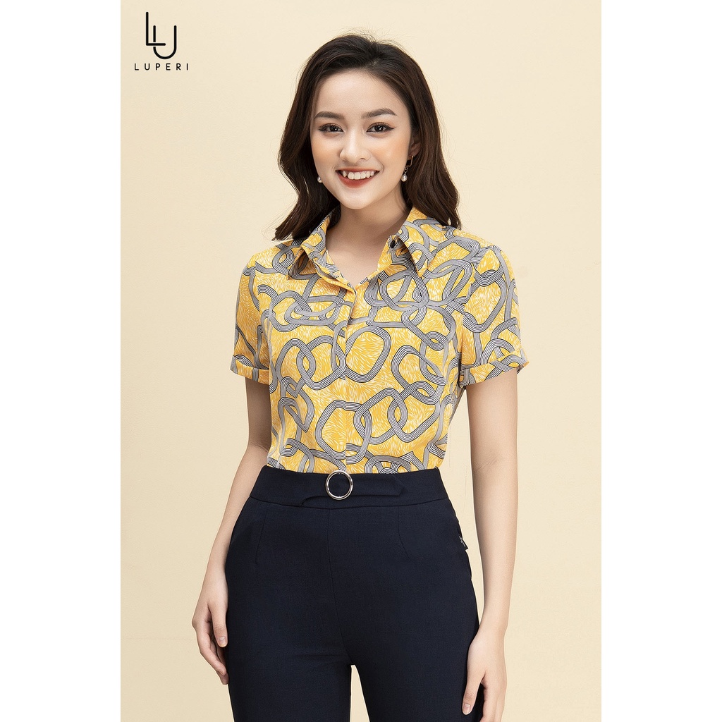 Áo sơ mi nữ công sở LUPERI LFSM1115 cổ đức hoa văn trẻ trung, hiện đại, dễ mix đồ