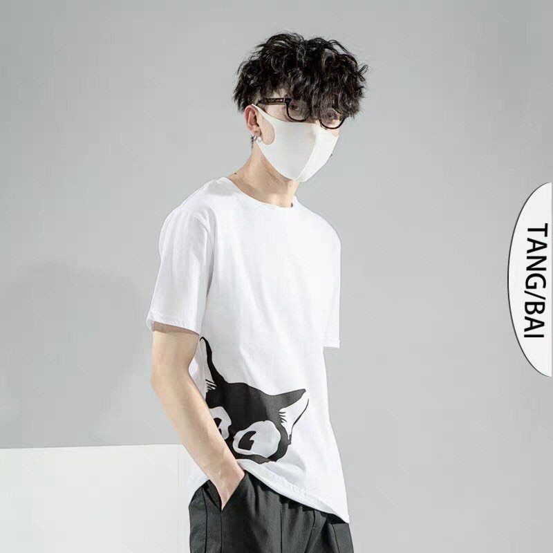 Áo Thun Tay Lỡ In Mèo Lấp Ló Unisex Freesize Dưới 75kg ATIN12 | BigBuy360 - bigbuy360.vn