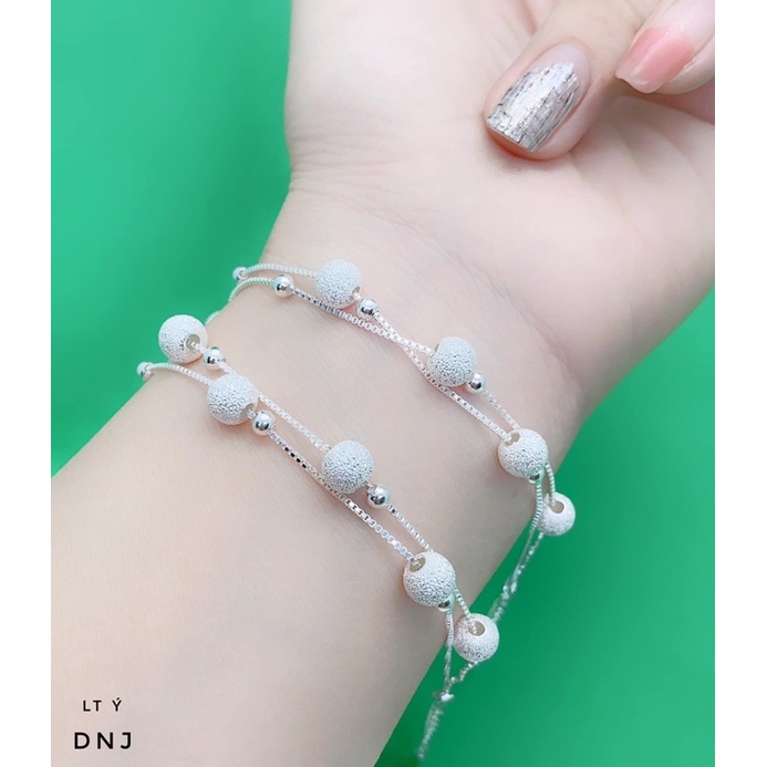 Lắc tay nữ bạc Ý S925, lắc dây kép mix bi đeo siêu xinh - Kho sỉ bạc Nhất Linh