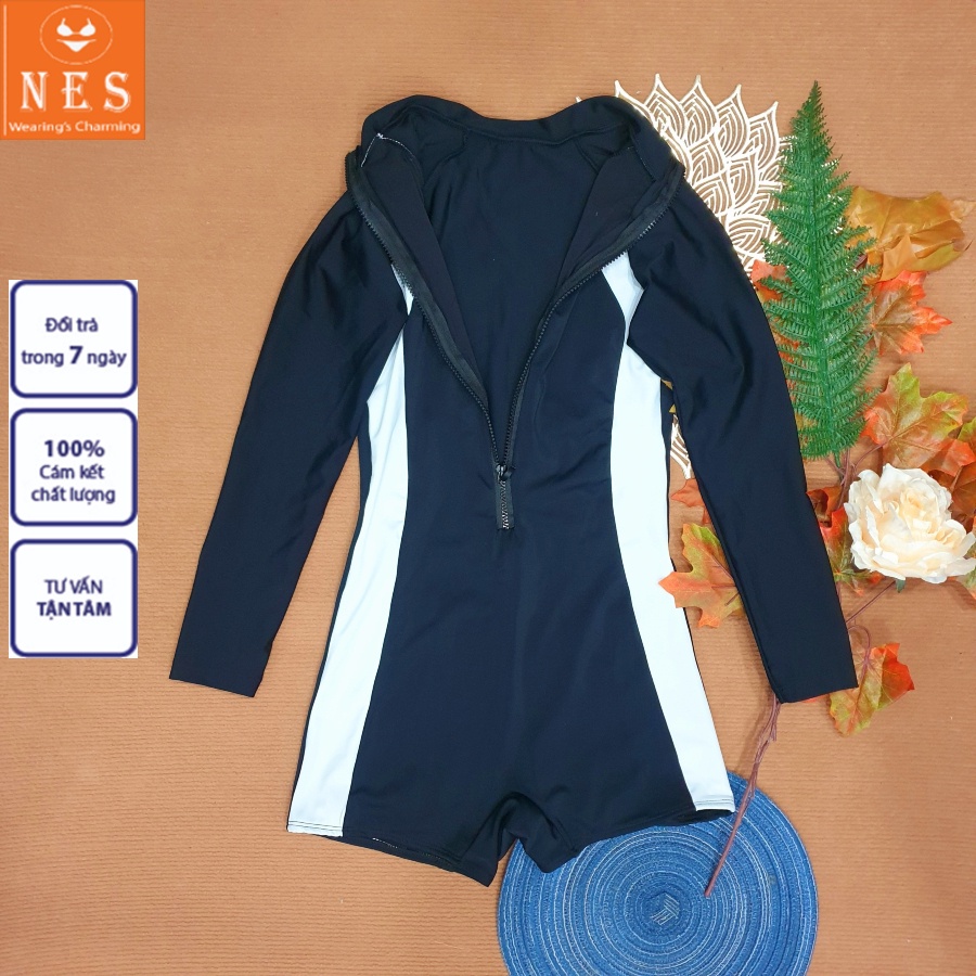 Bikini đi biển đồ bơi nữ liền thân 1 mảnh đùi dây kéo dễ thương
