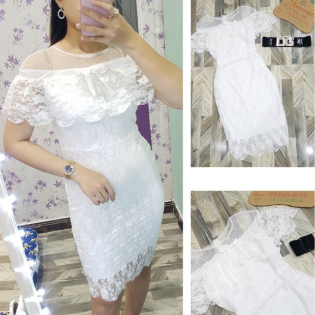 Đầm body ren phối lưới