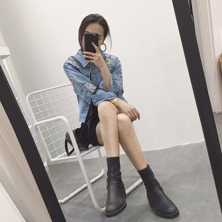 ÁO KHOÁC JEAN FORM RỘNG THÊU HOA