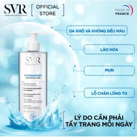 Nước tẩy trang SVR PHYSIOPURE Eau Micellaire dạng vi hạt dành cho da nhạy cảm (chính hãng)