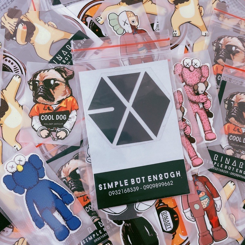 Decal Logo Sticker Patch in áo ủi trực tiếp lên vải hình EXO Phản quang 7 màu
