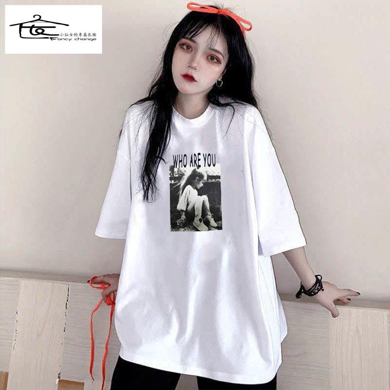 Giảm Giá Đặc Biệt Áo Thun Tay Ngắn Dáng Rộng In Hình Phong Cách Harajuku Hàn Quốc Dễ Phối Đồ Size Lớn Cho Nữ