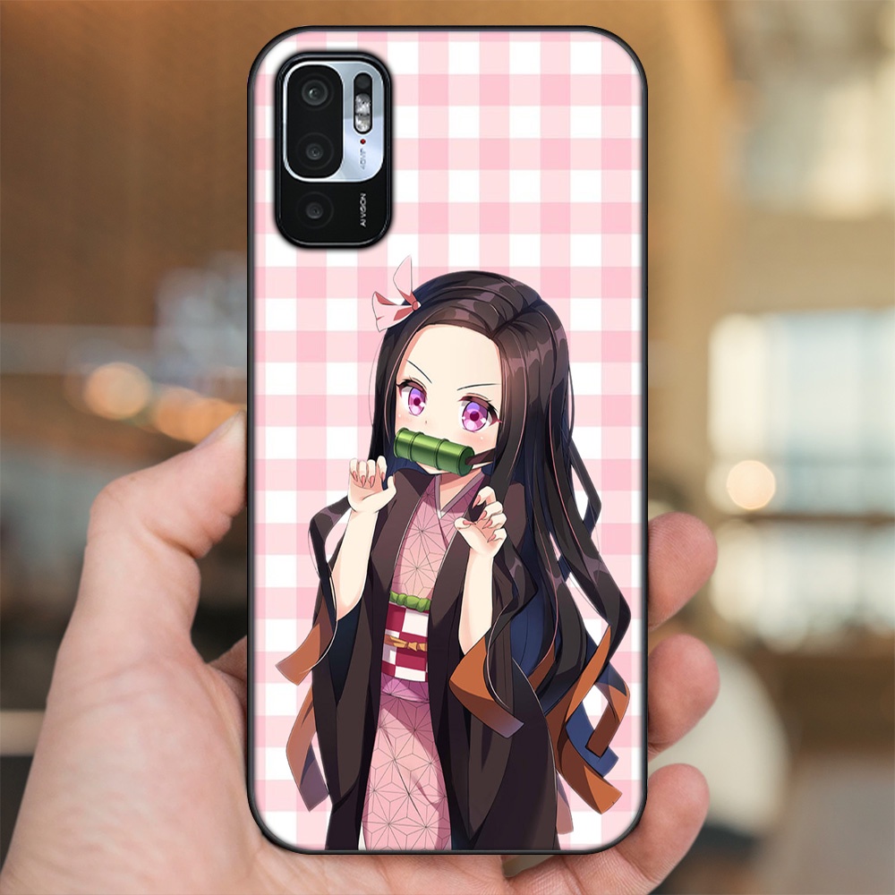 Ốp lưng Xiaomi Redmi Note 10 5G viền đen in hình Nezuko Kimetsu no Yaiba