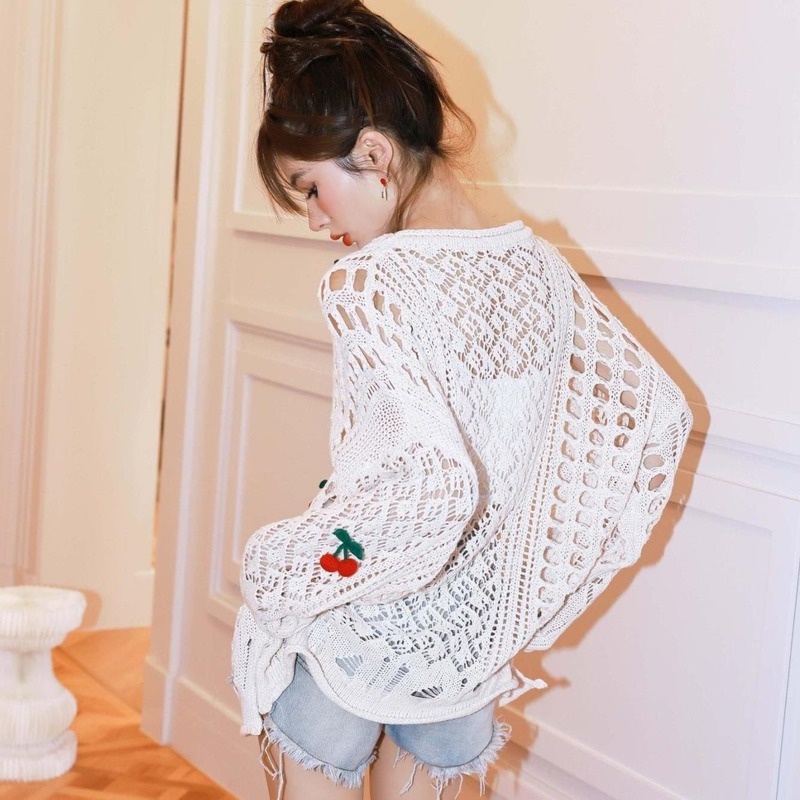 Áo Dệt Kim Tay Dài Chống Nắng Phong Cách Hàn Quốc Thời Trang Cho Nữ