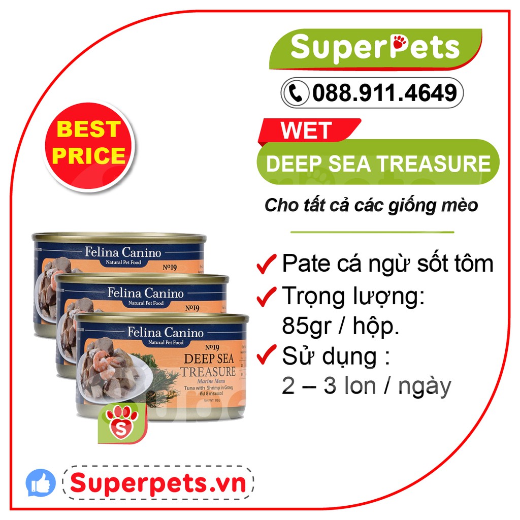 [ 85g ] Pate Felina Canino cho mèo Vị Cá Ngừ Sốt Tôm