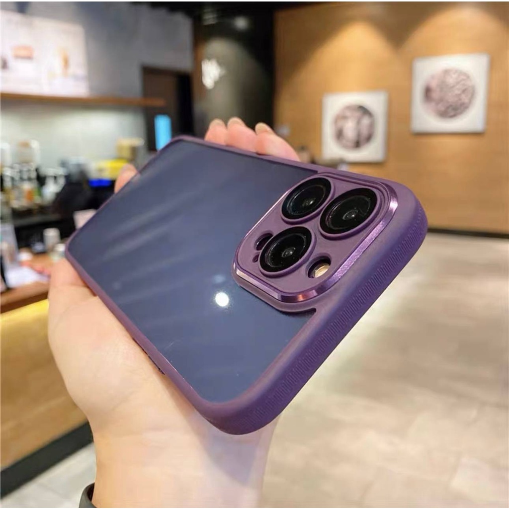 Ốp silicon viền màu lưng trong kèm kính bảo vệ camera cho IPhone 14/14Plus/14Pro/14Promax/13/13Pro/13Promax/12Prm OP226