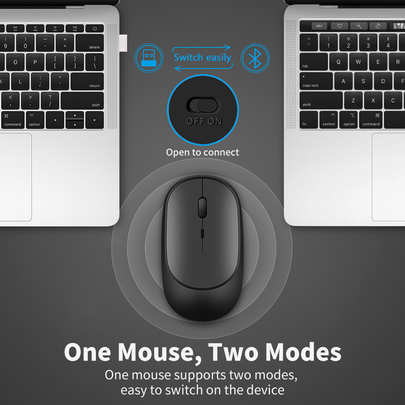 Chuột Bluetooth NIXXOS không dây có 3 chế độ DPI sạc USB chuyên dụng thích hợp cho máy tính xách tay