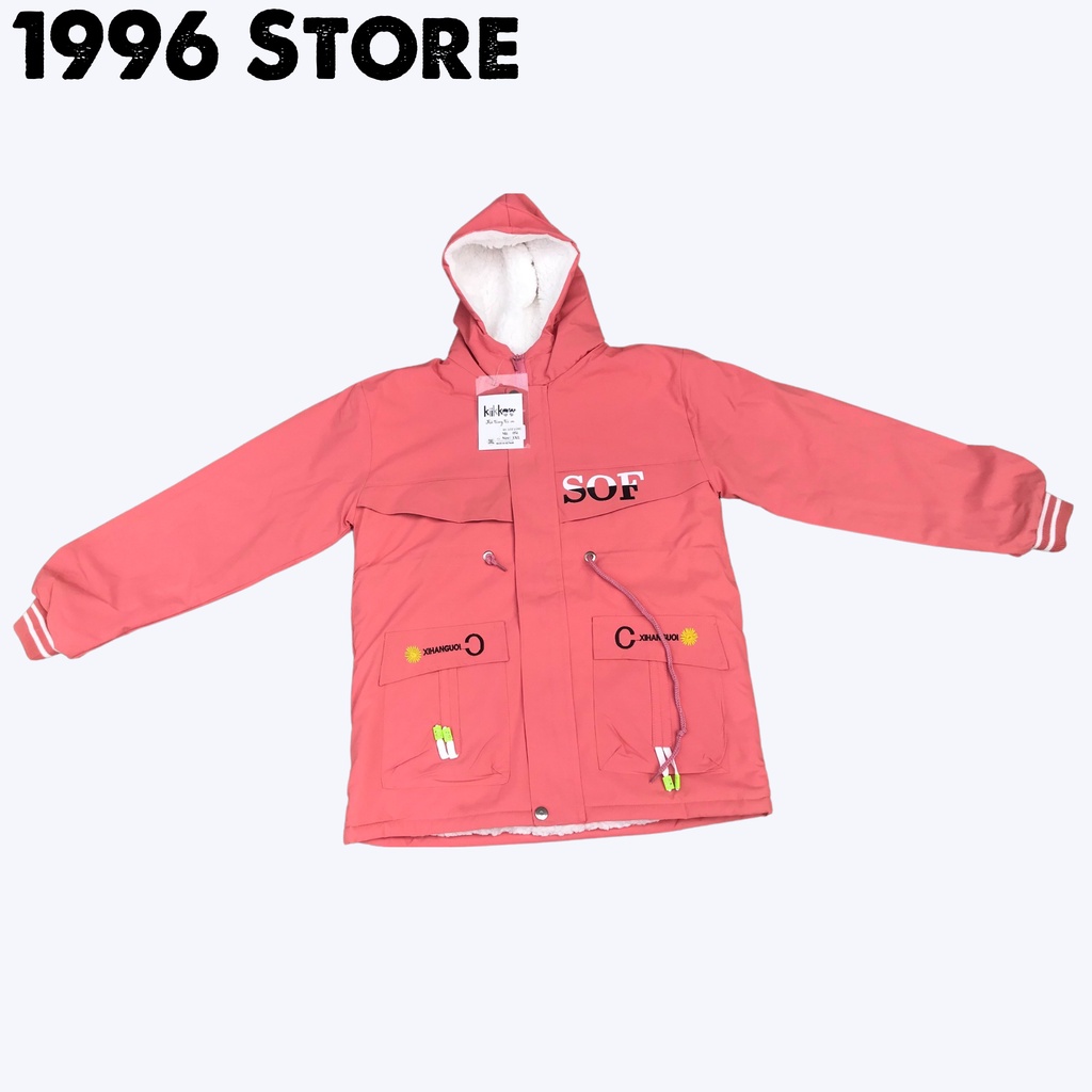 Áo gió cho bé gái lót lông có mũ cao cấp  6-13 tuổi size đại 29-45kg