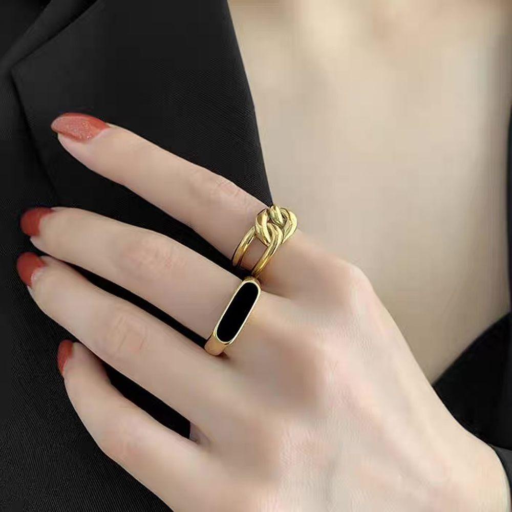 Nhẫn Đồng Hở Hình Vuông Đơn Giản Thanh Lịch Có Thể Điều Chỉnh