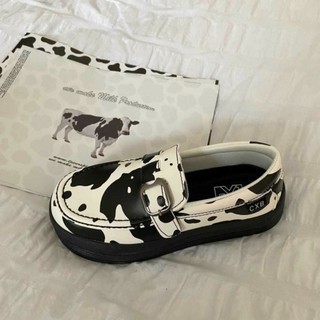 [ORDER TAOBAO] GIÀY BÁNH MỲ NỮ DA HỌA TIẾT BÒ SỮA