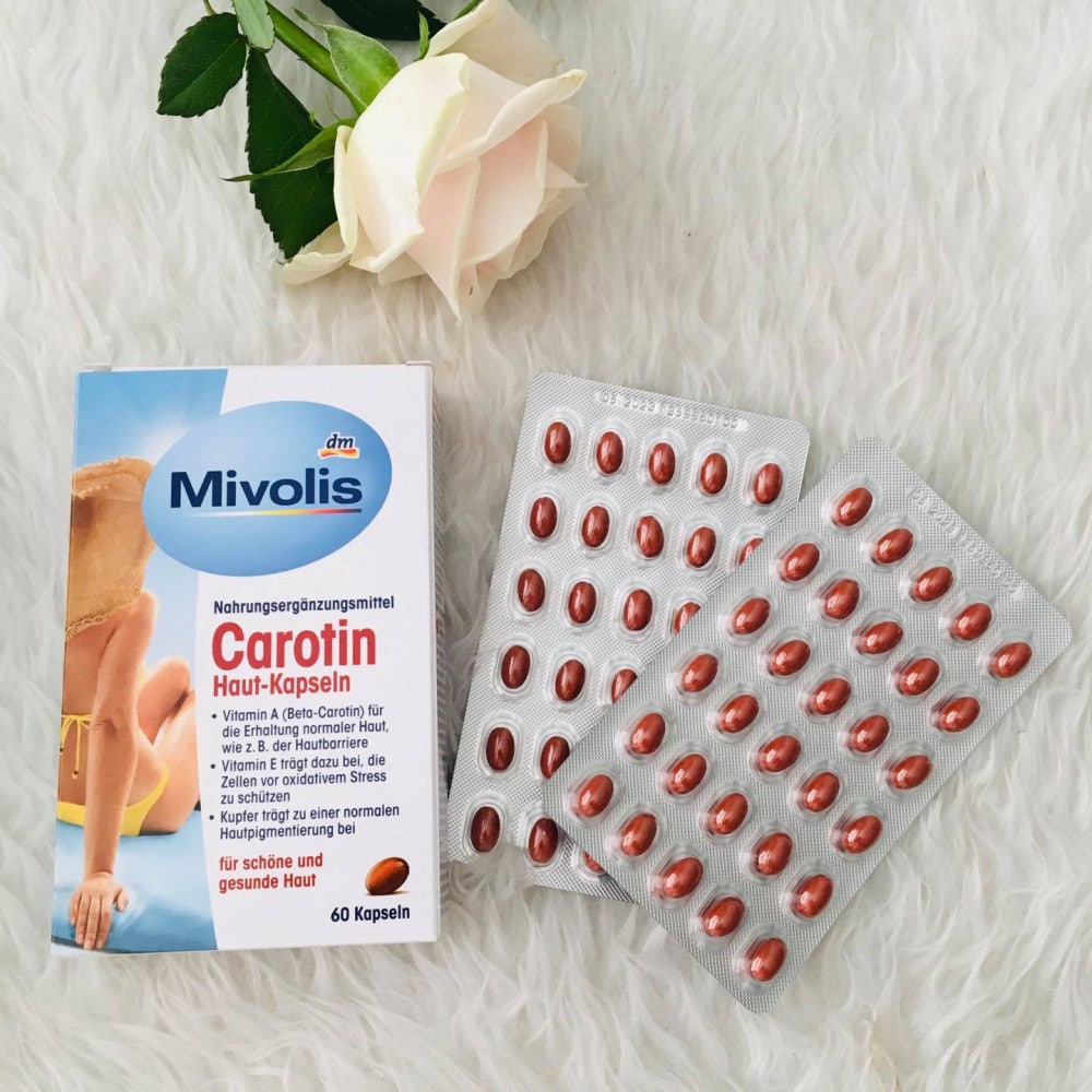 (120 viên) Combo viên trắng da và chống nắng toàn diện Glutathione Collagen GH 600mg và Mivolis Carotin nhập khẩu Đức