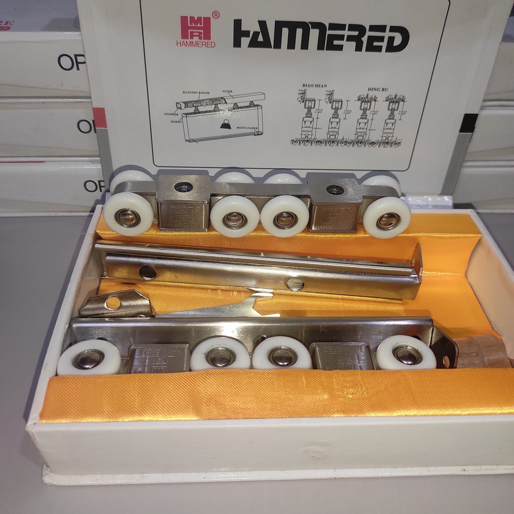 Bánh xe lùa treo Hamered 8 bánh loại vải nhung - Bánh xe lùa treo 304 - Bánh xe - bánh xe lùa
