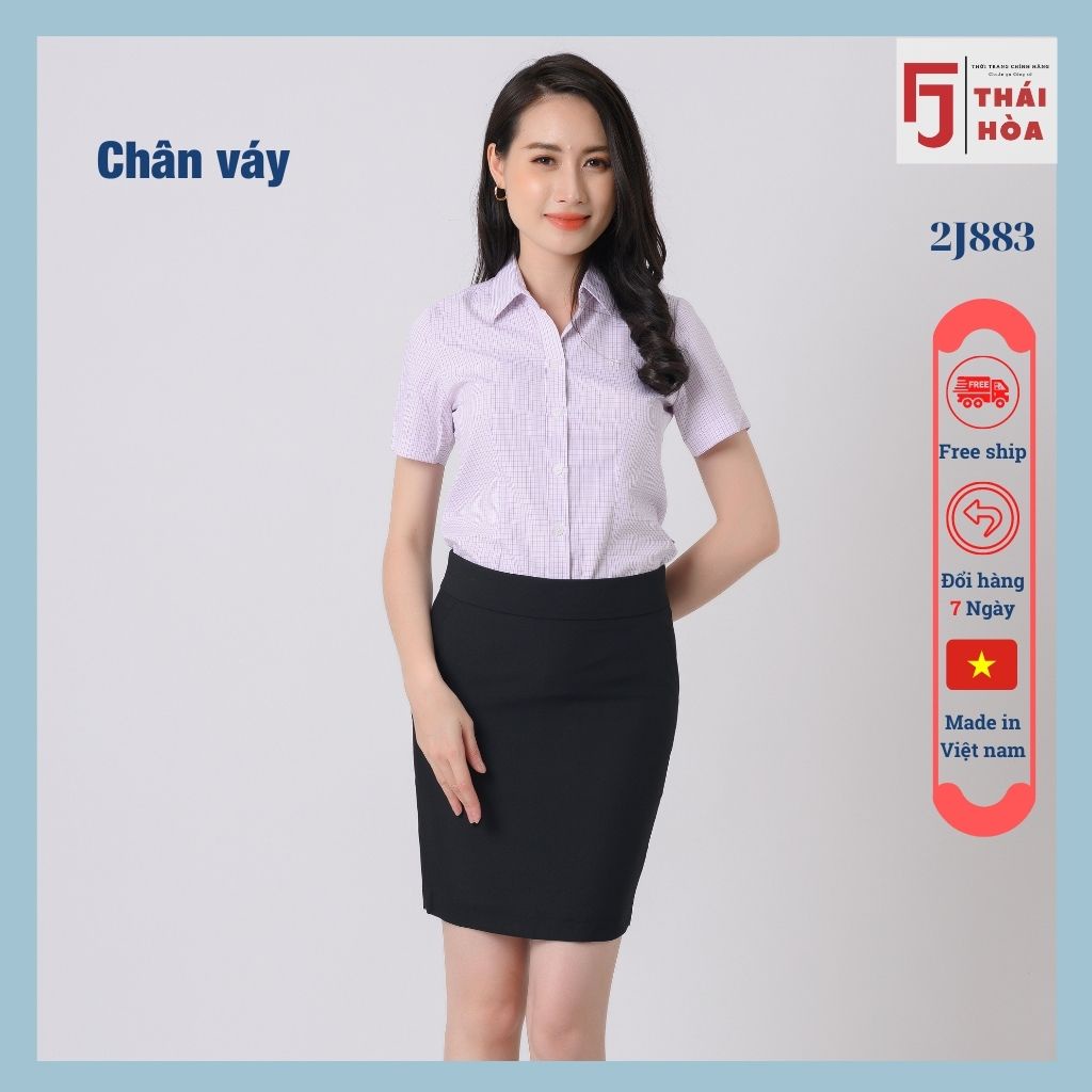 Chân váy công sở dài ngắn bigsize đen chữ a Thái Hòa 2J883-17