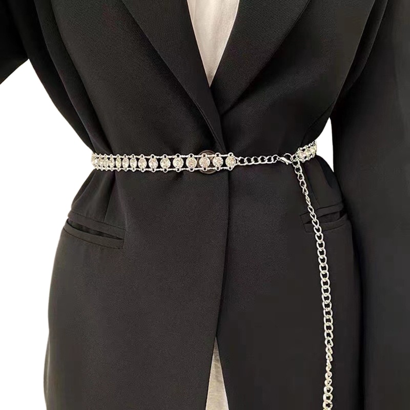 Thắt Lưng Dây Xích Dài Đính Đá Có Tua Rua Trang Trí Đầm