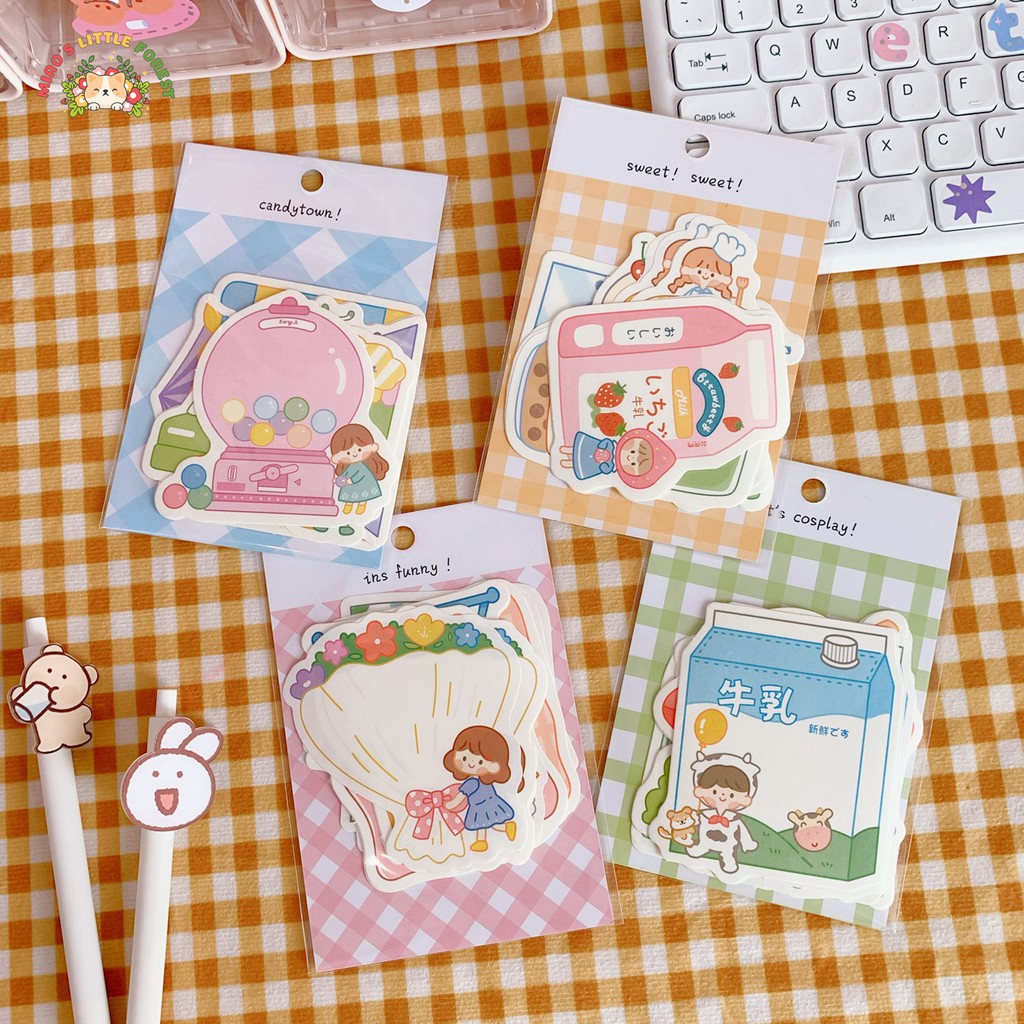 Giấy note giấy trang trí CANDY TOWN bộ 25 giấy deco hình ảnh cute trang trí sổ tay bullet journal MNO227 miaoslittlefore