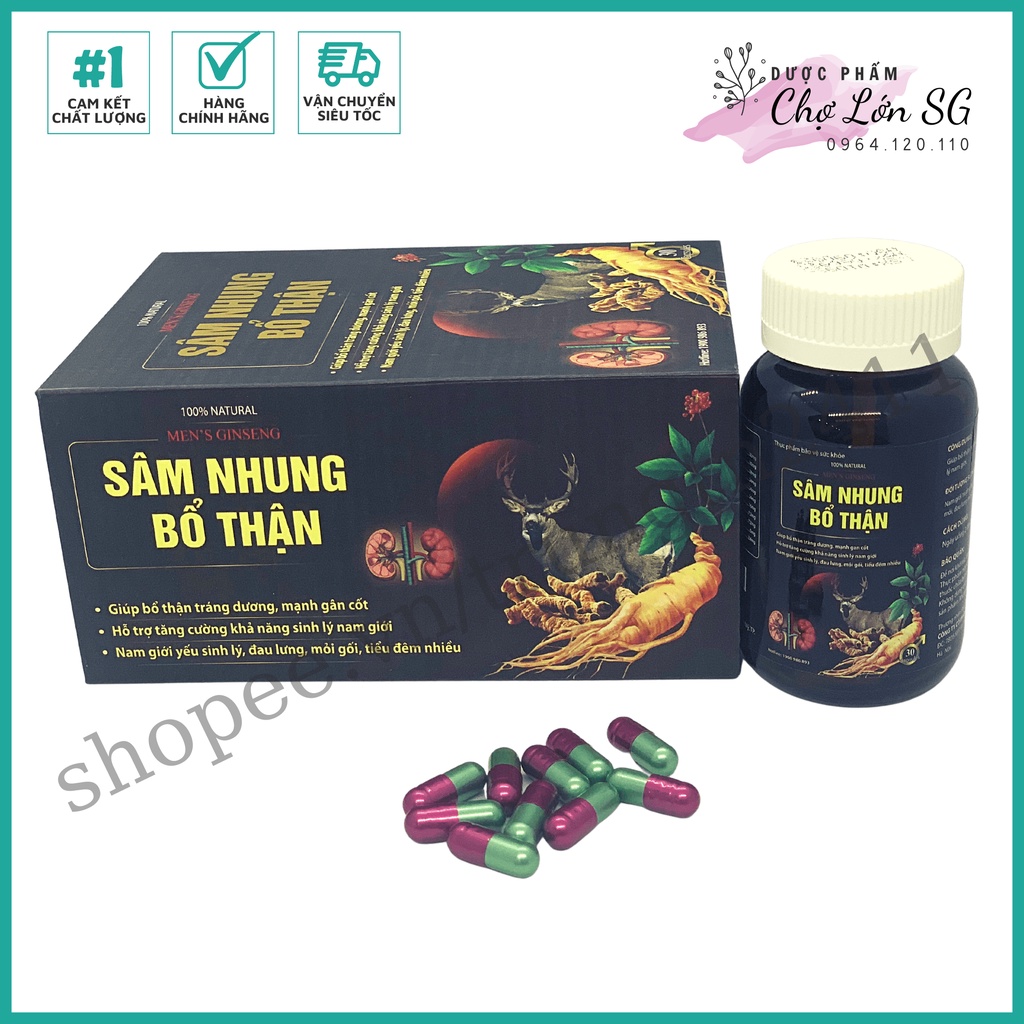 [CHÍNH HÃNG] Viên uống tăng cường sức khỏe nam giới SÂM NHUNG BỔ THẬN - Chai 30 viên