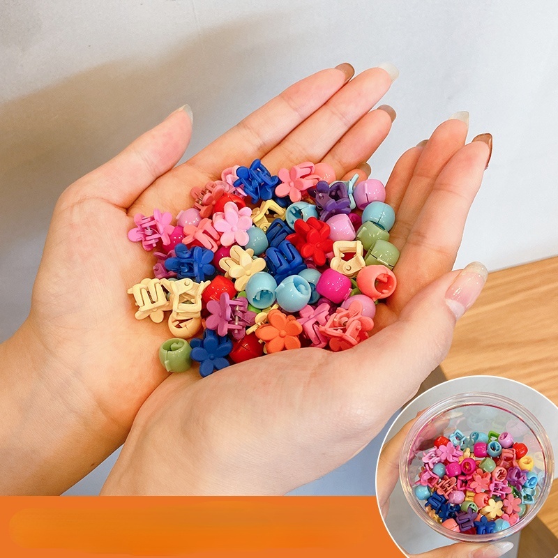 Set 50 / 60 / 100 Kẹp Tóc Hình Bông Hoa Nhiều Màu Sắc Dễ Thương Cho Bé Gái