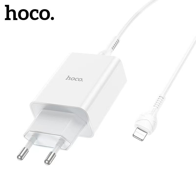 Bộ sạc PD20W hoco. C99A chân tròn 2 cổng Type-C/ USB kèm dây sạc dài 1M