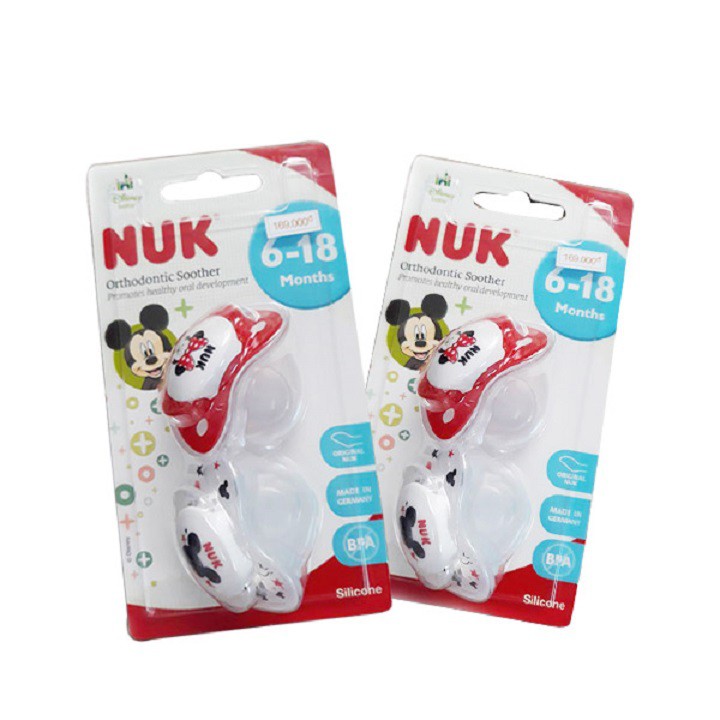 Ty ngậm Nuk silicone đôi Mickey sleeptime đủ size