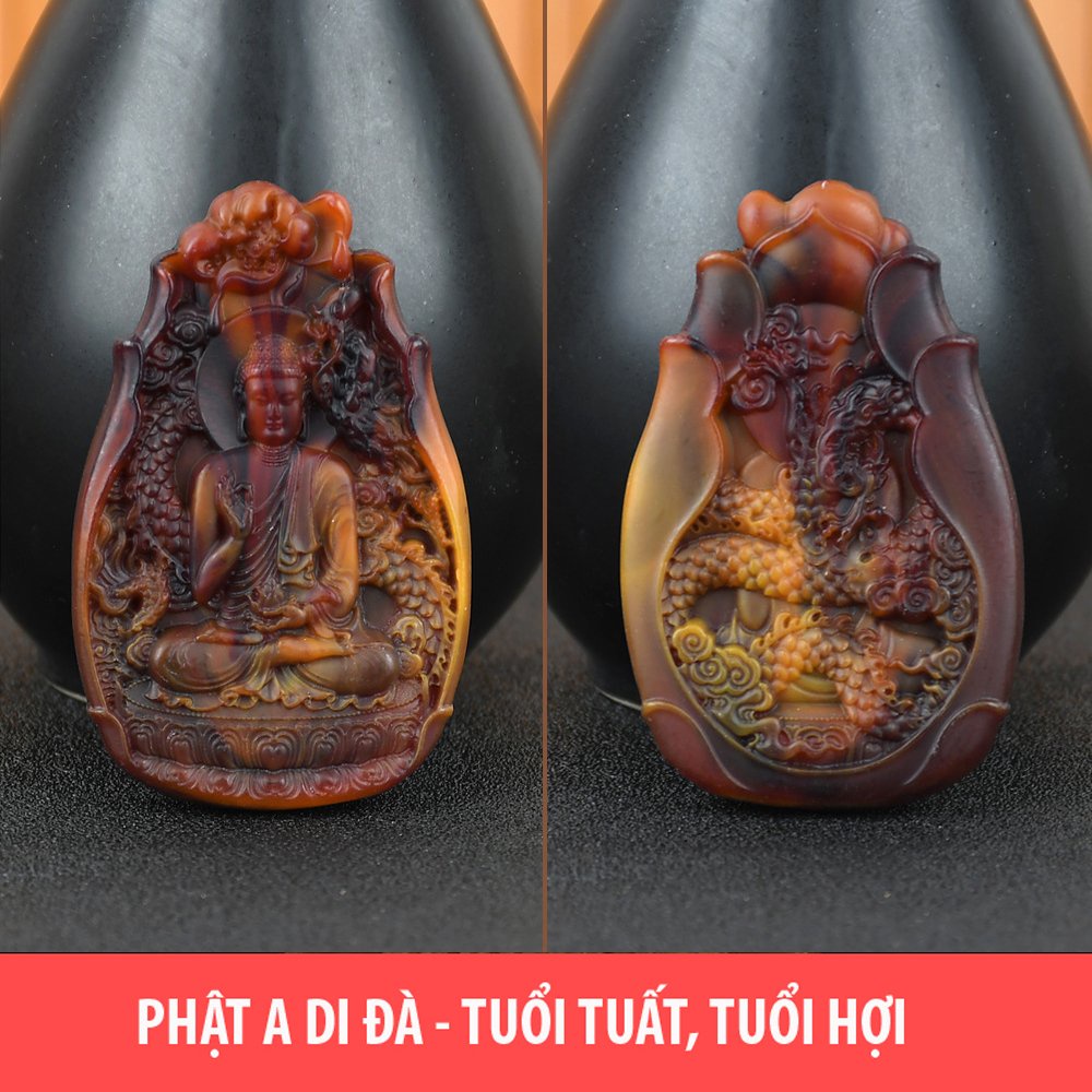 Dây chuyền Phật A Di Đà (Tuổi Tuất, Hợi) hương thơm bằng Long Diên Hương tổng hợp