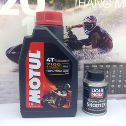 Nhớt Motul 7100 10w50 và dung dịch súc động cơ Liqui moly