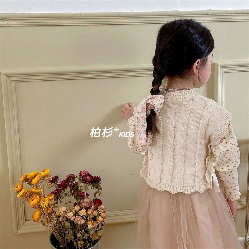 Áo Sweater Dệt Kim Sát Nách Màu Sắc Thời Trang Thu Đông 2022 Cho Bé Gái