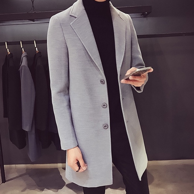 Áo Khoác Dạ - Mangto Nam Dáng Dài Trơn Nhìn Đơn Giản & Lịch Lãm Với Chất Dạ Đẹp Và Dày
