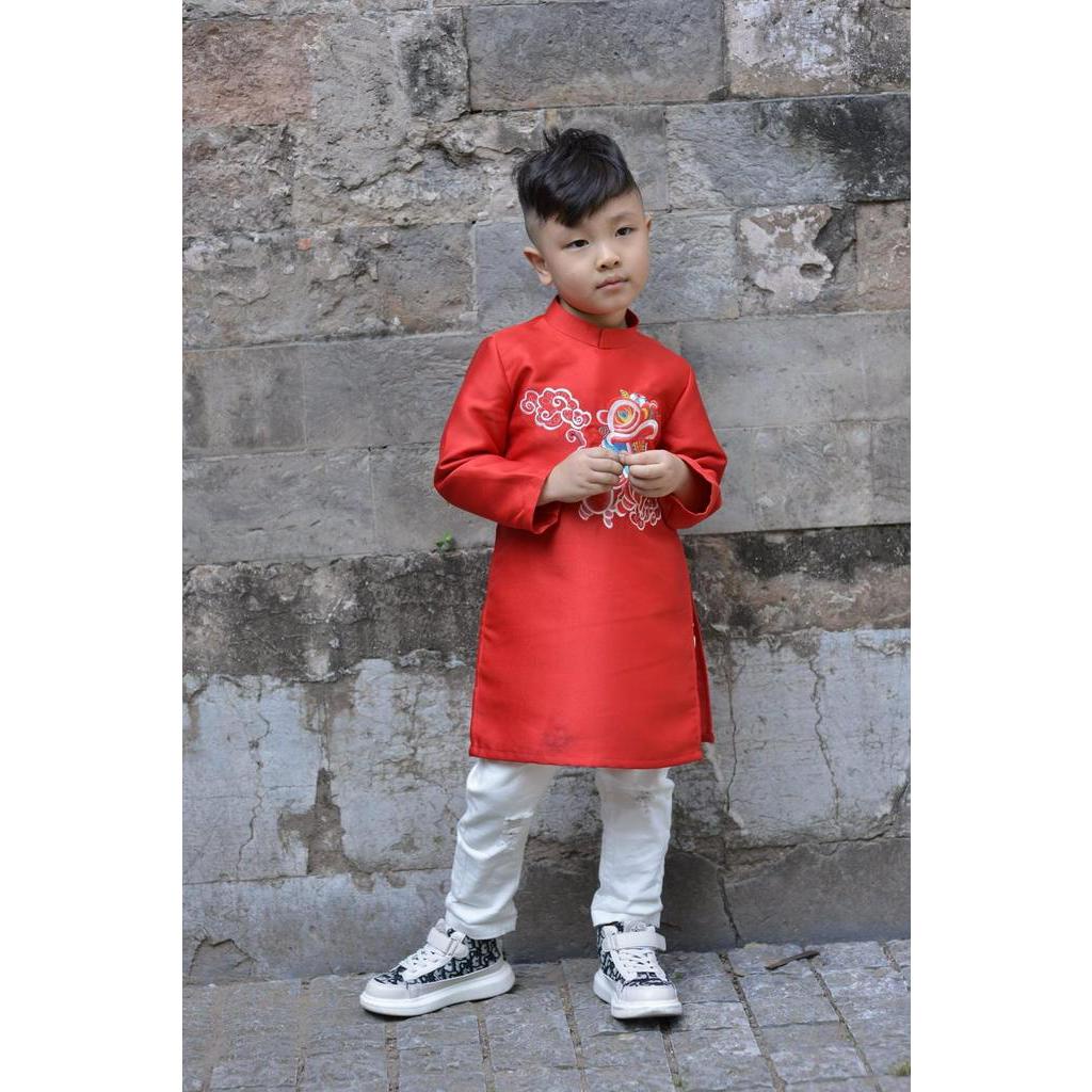 [HÀNG CAO CẤP] Áo dài Tết taffa thêu bé trai