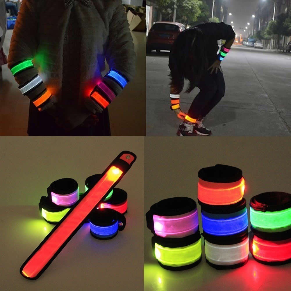 Băng Đeo Cánh Tay / Mắt Cá Chân Có Đèn led neon An Toàn Khi Chạy Bộ Ban Đêm