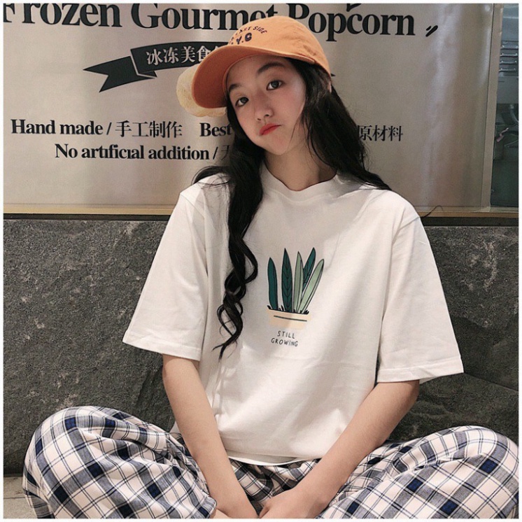 Ao thun tay lỡ, áo phông form rộng 5 lá cây still growing kute phô mai | BigBuy360 - bigbuy360.vn