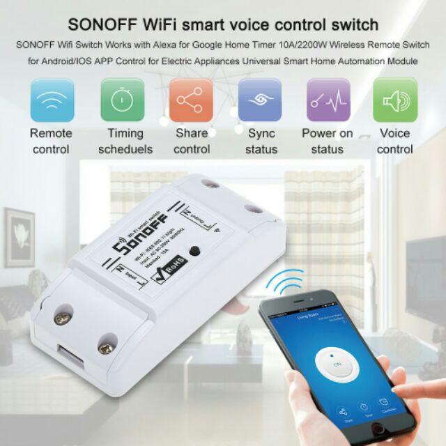 Công tắc wifi - Công tắc điều khiển từ xa qua mạng wifi cho Nhà thông minh [Smart home] - Sonoff Basic