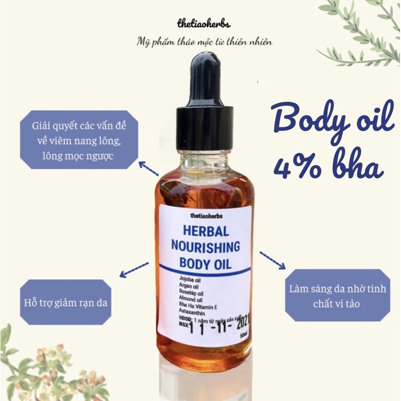 Dầu dưỡng da từ thảo mộc thiên nhiên Herbal Nourishing Body Oil Thetiaoherbs