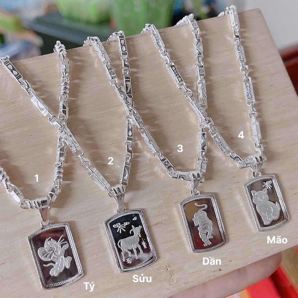 Dây chuyền bạc mặt hình 12 con giáp cho bé - Mặt dây chuyền 12 con giáp bằng bạc ta cao cấp