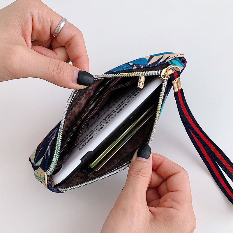 Ví vải oxford cầm tay dáng dài đựng điện thoại phong cách Mori cho nữ