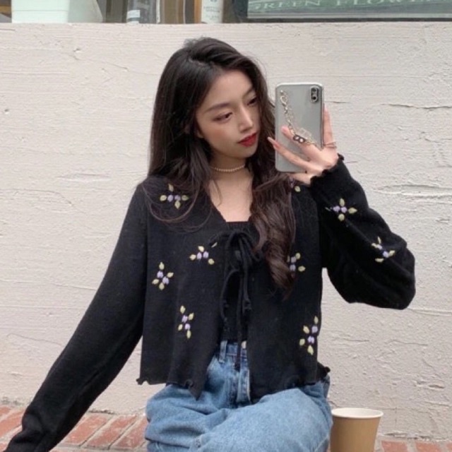 SET CARDIGAN THÊU HOA