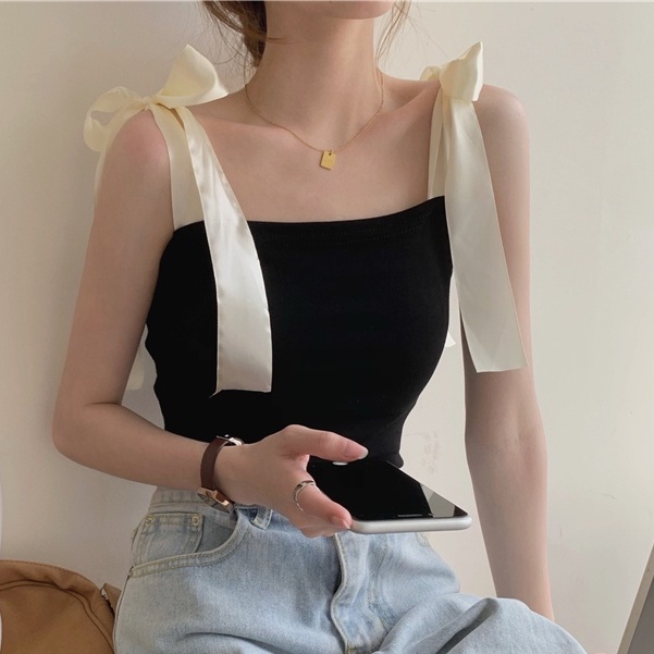 Áo Ống Hai Dây Thắt Nơ Bên Trong Thiết Kế Đẹp Bán Chạy Hợp Thời Trang Cho Nữ
