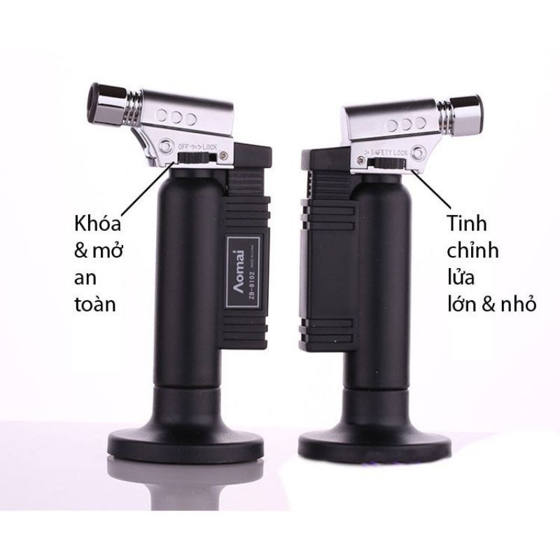 Đầu khò gas cầm tay mini Aomai Model ZB8102 có chỉnh nhiệt độ đạt mức nhiệt độ cao nhất 1300 độ C.