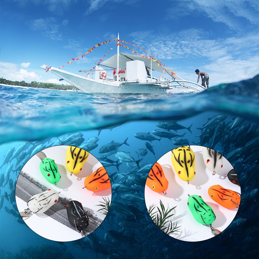 Mồi Câu Cá Giả Hình Ếch Nhiều Màu Có Móc Câu Chuyên Dụng