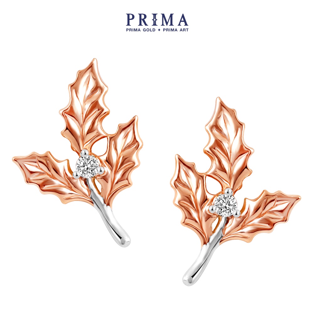 PRIMA Bông Tai Kim Cương - Vàng 9K - Hoa Giáng Sinh Tháng 12 - BST Birth Flower - 991E1394