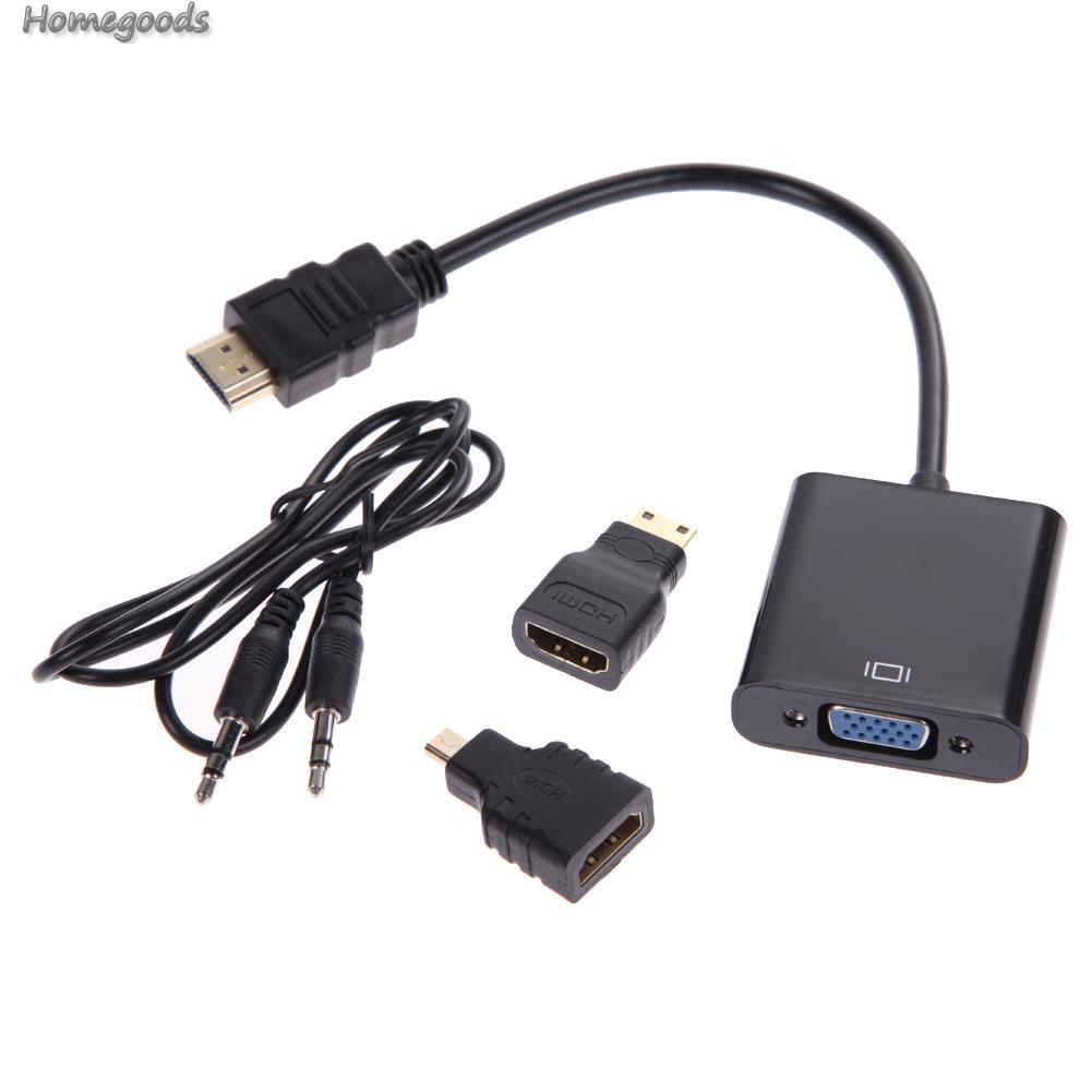 Cáp chuyển đổi VGA/mini HDMI/micro HDMI sang HDMI 1080P kèm cáp âm thanh tiện lợi