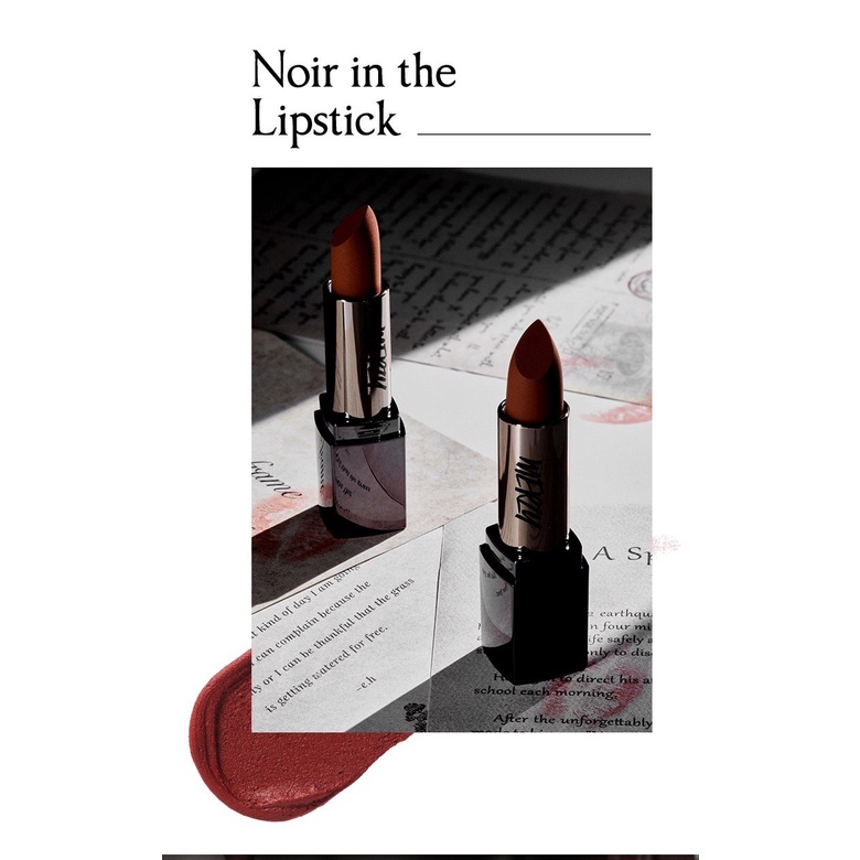 Son Thỏi Lì, Mịn Mượt Nhẹ Môi Merzy Noir In The Lipstick 3.3g