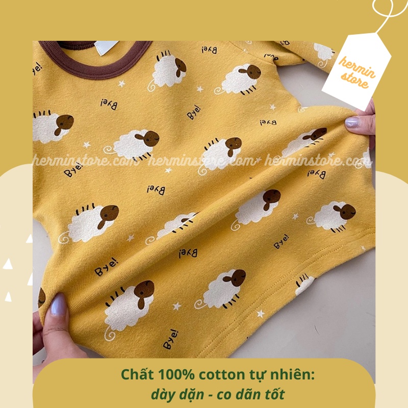 Bộ dài tay cho bé - bộ cotton cho bé giữ nhiệt dày dặn và thấm hút mồ hôi hãng AMBB